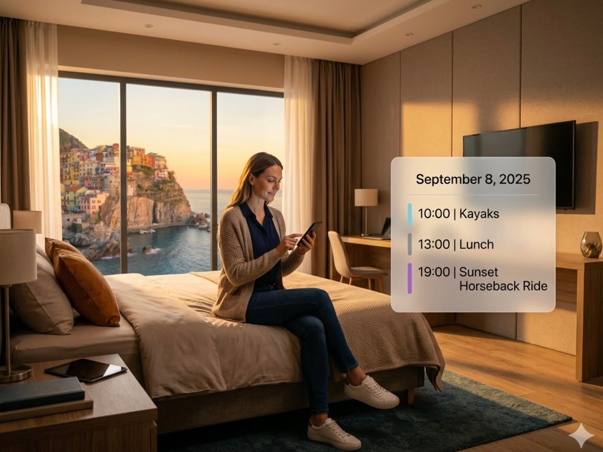 Hotel guest using the chat assistant on mobile