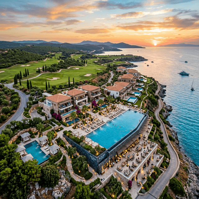 Luxury full-service resort with infinity pool overlooking the sea